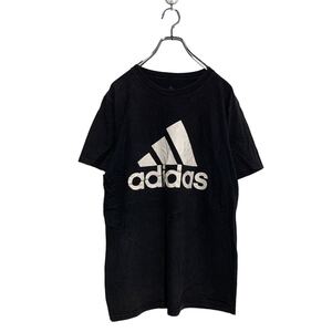 adidas 半袖 プリントTシャツ M ブラック アディダス クルーネック ビッグロゴ 古着卸 アメリカ仕入 a603-5678