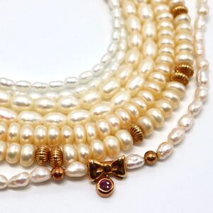 1円〜!!JEWELRY MAKI(ジュエリーマキ)入り!!《K18/K14 本真珠ネックレス4点おまとめ》J 約33.5g 約36.0-42.0cm パール プリンセス EA4 E164