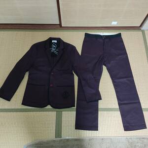 【O.C CREW】テーラードジャケット　セットアップ　SETTERS TAILORED JACKET　 TWO TONE SETTERS PANTS　スカル柄　ワインレッド　サイズM