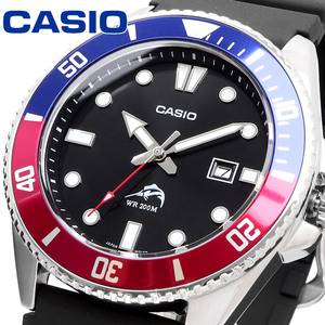 【父の日 ギフト】CASIO カシオ 腕時計 メンズ 海外モデル クォーツ　ダイバー 200M ウレタン ラバー ブラック MDV-106B-1A2V