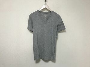 本物アルマーニエクスチェンジARMANI AXコットンVネック半袖TシャツメンズアメカジサーフミリタリービジネススーツXSグレーペルー製