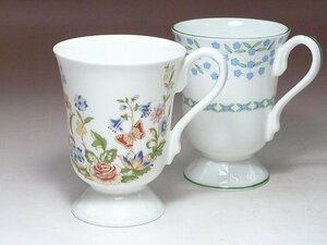 ▲60SK1852▲AYNSLEYエインズレイ　COTTAGE GARDEN/FORGET ME NOT 花柄マグカップ2点　コップ　ティー　コーヒー　洋食器