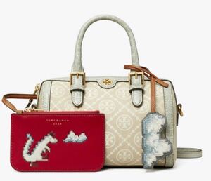 トリーバーチ TORY BURCH Tモノグラムクラウドジャカードミニバレルバッグ