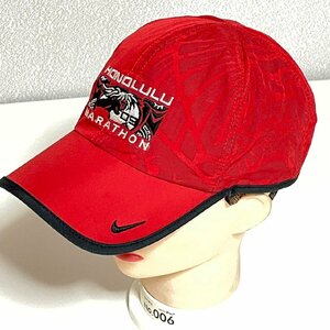 (^w^)b NIKE ナイキ HONOLULU MARATHON ロゴ 刺繍 キャップ CAP 帽子 ヘッド ウェア スウォッシュ レッド ONE SIZE FITS ALL C1252FE