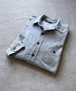 90s “ RRL ” RANDOM HICKORY WORK SHIRT VINTAGE 初期 三ツ星 ダブルアールエル ランダムヒッコリー ワークシャツ オールド ビンテージ