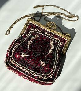 Vintage Christiana Silk Beaded Bag ヴィンテージ ビーズバッグ 刺繍 シルク 美