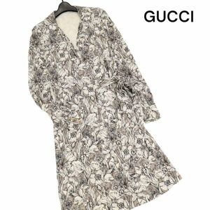 GUCCI グッチ 春夏 花柄 フローラル総柄♪ 長袖 レーヨン ロング ラップ ワンピース Sz.XS　レディース イタリア製　K4T00761_5#M