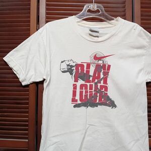 1スタ 再落無し AIIB 白 スウッシュ Tシャツ ナイキ NIKE PLAY LOUD テニス 90s 00s ビンテージ 古着 卸 仕入れ