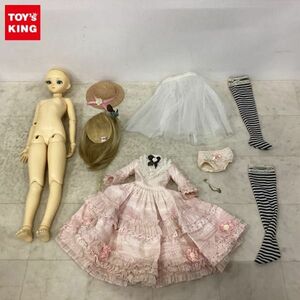 1円〜 箱無 ボークス スーパードルフィー SD 女の子 3ヘッド のの、ピンク系ドレス、麦わら帽子 他