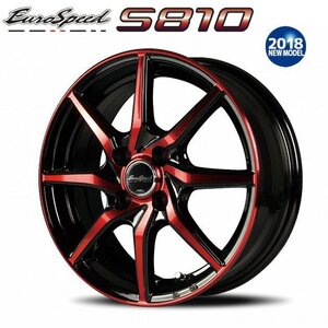 MID EuroSpeed S810 (ブラックポリッシュ＋レッドクリア) アルミホイール4本セット 12×4.00B 4H PCD100 +43