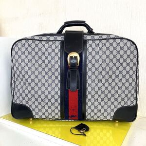 GUCCI グッチ GG柄 キャンバス レザー オールドグッチ トラベルバッグ 旅行カバン シェリーライン 高級 ブランド おしゃれ 南京錠 キー