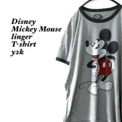 ディズニーミッキーマウスリンガーTシャツ90s当時物アーカイブグレーXL