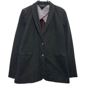 TOMMY HILFIGER テーラードジャケット L 程 ブラック トミーヒルフィガー ボタン 秋冬 アウター 古着卸 アメリカ仕入 a611-5498