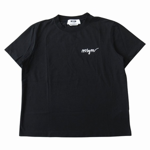 エムエスジーエム MSGM Tシャツ カットソー 半袖 ロゴ 刺繍 ワンポイント 3042MDM260 サイズS 黒 ブラック レディース