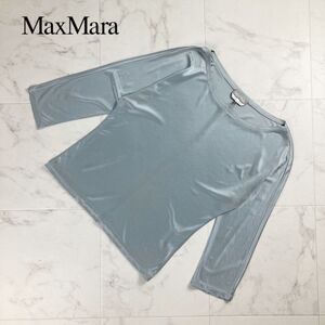 Max Mara マックスマーラ イタリア製 光沢 長袖カットソー トップス レディース グレー サイズL*NC570