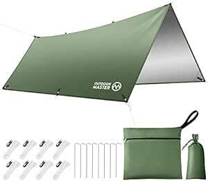 OUTDOORMASTER防水タープ テント キャンプ タープ 日除け 遮熱 遮光 軽量 UPF50+ 紫外線カット 3000ｍｍ