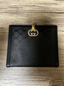 オールドグッチ GUCCI バンブーライン レザー 二つ折り財布 ビンテージ ブランド メンズ レディース コイン ウォレット カード