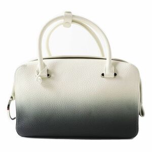 極美品◎フランス製 DELVAUX デルヴォー Cool Box クールボックス MM グラデーション 2WAY ハンド／ショルダーバッグ 白×黒 保管袋付き