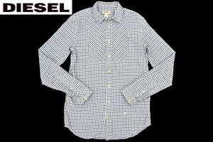 S3769★送料無料★DIESEL ディーゼル★マイクロステッチ付き正規品 チェック柄 ホワイト白色ベース ボタンダウン 長袖シャツ S