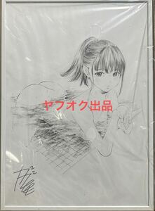 ガガイモ 会場限定1点物 直筆イラスト くつろぐパッツンさん 原画 個展　チア 黒髪美少女 直筆イラスト ガガイモ画集 サイン