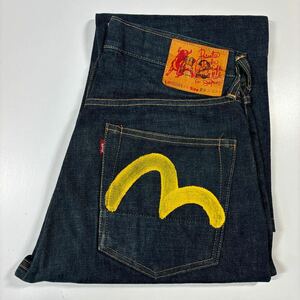 【実寸W28 L28】90s OLD EVIS 2501XX No.2 Denim Pants 90年代 オールド エヴィス デニム パンツ 水牛 革パッチ カモメプリント T785