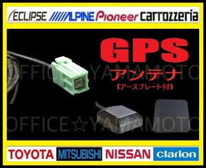 GPSアンテナケーブル(コード)緑角型 アースプレート付 ケーブル(約3m)トヨタ ダイハツ イクリプス ケンウッド 日産 ホンダ ナビ NHZN 1f