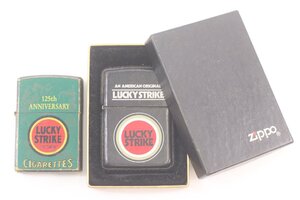 【2点】 ZIPPO ジッポー オイルライター LUCKY STRIKE ラッキーストライク ブラック グリーン 喫煙具 喫煙グッズ ジャンク 3562-B