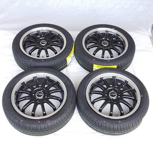 15インチ 5.0J＋45 4-100 タイヤ付4本セット 165/55R15 NBOX タント スペーシア ルークス ワゴンR ムーヴ アルト デイズ (W2311-0)