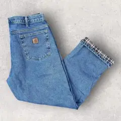 90s Carhartt 裏ネル デニム ペインターパンツ ワイド ワークパンツ