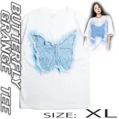 XLサイズ　新品未使用　バタフライ　Tシャツ　ホワイト　韓国　ストリート Y2K