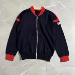 FILA フィラ　ニットブルゾン　ネイビー　古着