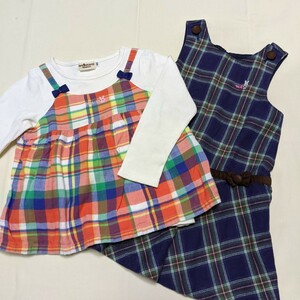 ☆WJ24 MIKI HOUSE ミキハウス 福袋 100 2点 セット まとめ 女の子 女子 長袖 カットソー チュニック ワンピース ジャンパースカート