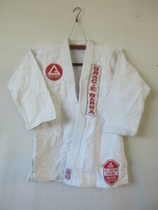 中古 木綿 刺子 白 GRACIE BARRA A2 柔道 空手道 格闘技 合気道 武道 武術 道着 柔術着 上衣 素材 練習 上着 古布 ◆逸品◆【夢職】