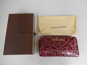 LOUIS VUITTON 　ルイヴィトン　ヴェルニ　レオパード　ジッピーウォレット　レザー　ルージュフォーヴィスト　M91477/CA5100