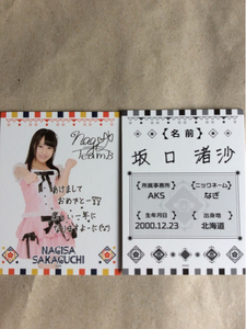 坂口渚沙 AKB48 福袋 プロフィールカード 2016 2枚セット