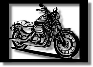 ハーレー・ダビッドソン(Harley‐Davidson) スポーツスターXL883Rの切り絵　【A4サイズ】[B4-006]