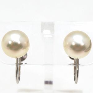 良品!!大珠!!テリ良し!!＊K14WGアコヤ本真珠イヤリング＊m 約2.5g 約8.0mm珠 パール pearl earring jewelry DF5/DF5