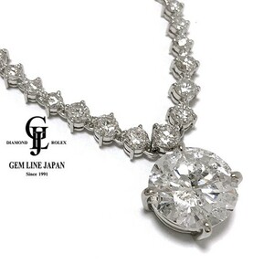 鑑付 大粒ダイヤモンド 10.18ct チェーントータル 10.30ct プラチナ ネックレス