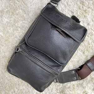 【希少!! 極上品!!】GIORGIO ARMANI ジョルジオアルマーニ サコッシュ ショルダーバッグ ボディ ハンド ビジネス レザー メンズ ブラウン