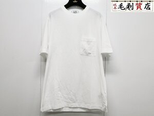 エルメス HERMES Tシャツ H刺繍 コットン ホワイト ラウンドネック H072025HA90SM サイズS 極上美品 メンズ カットソー