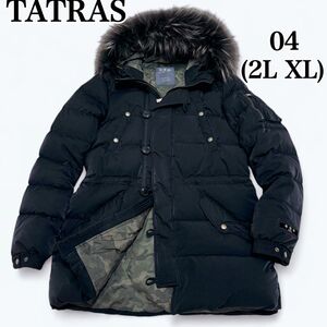 【希少サイズ　04　XL】TATRAS　タトラス　ロング ダウンジャケット　NB-3　ANTICO　アンティコ　黒　カモフラ　ラクーン ファー　極美品　