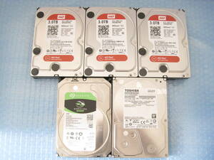 ◆◇　3.5インチ HDD ４TB / ３TB まとめて５個　（合計１６ＴＢ） WD　Red　Seagate TOSHIBA　フォーマット済み　匿名配送 　◇◆