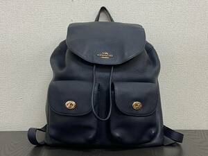 COACH コーチ レザー 巾着型 リュックサック バックパック F37410 ネイビー