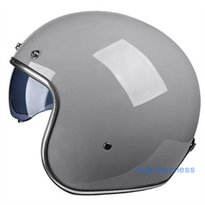 バイザー付バイク 内蔵サングラス ジェットヘルメット ビンテージ ハーレー 半キャップ M -XXLサイズ 8色グレー