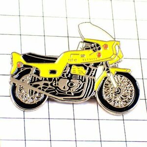 ピンバッジ・オートバイ二輪バイク黄レモンイエロー色◆フランス限定ピンズ◆レアなヴィンテージものピンバッチ