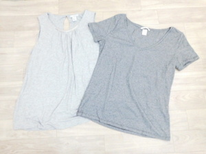 MM83 H&M BASIC H&M ノースリーブカットソーと半袖Tシャツ 2点 サイズM：福袋