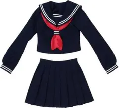 セーラー服 紺 ネイビー制服 リボン 衣装 レディース 女装 女子高生コスプレL