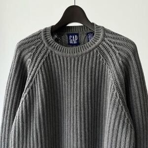 レアカラー　90s オールドgap OLD GAP コットン100 リブ編み　フィッシャーマンセーター　ニット　ビンテージ　肉厚生地　サイズM日本人L