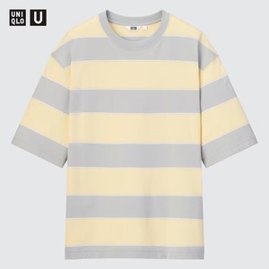 新品 大人気！ユニクロＵ ボーダーＴシャツ（半袖）クリーム(40) Ｍ