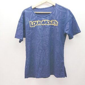 ◇ LOUD MOUT カジュアル スポーティー 総柄 フロントプリント 半袖 Ｔシャツ サイズS ブルー レディース E